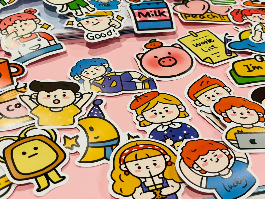 Study Sticker Cartoon Boy 40pcs Student Study Hard Sticker Pack Cute Fun Boys and Girls Stickers ...