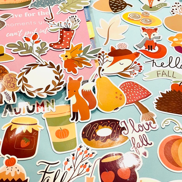 50pcs Cute Animal Vinyl Decal Stickers Fox hedgehogs Woodland Sticker Pack Journaling Stickers, Scrapbooking Supplies, Gift for Friends Gift