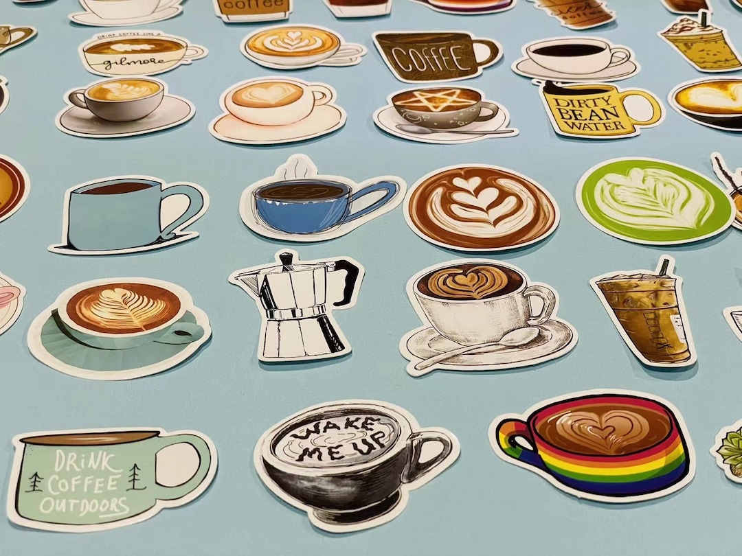 50pcs Cute Cafe Coffee Stickers Set for Planner Journal Scrapbooking ...