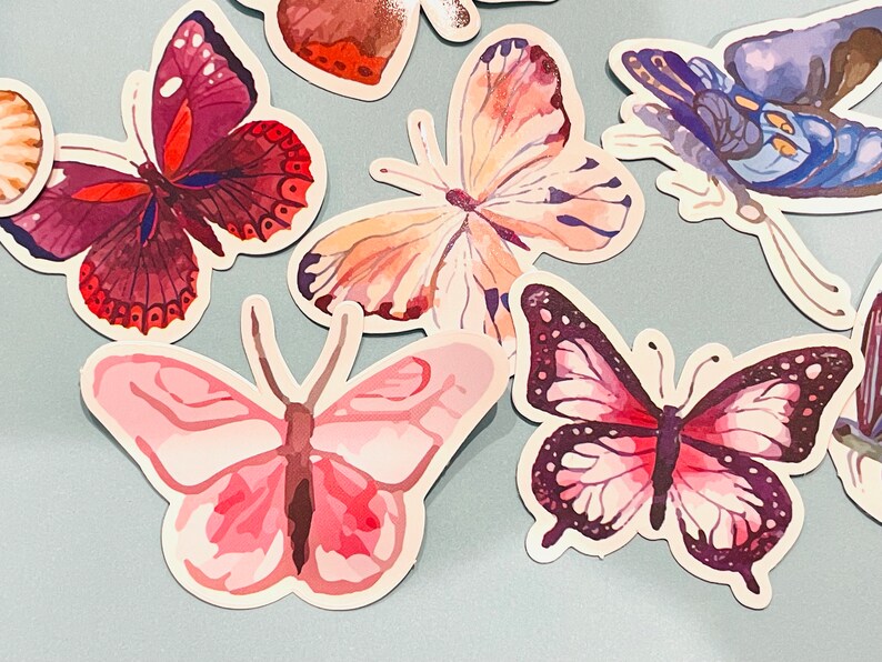 50pcs Colourful Butterfly Stickers Set Vinyl Decal Craft Pink Blue ...