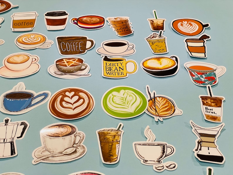 50pcs Cute Cafe Coffee Stickers Set for Planner Journal - Etsy