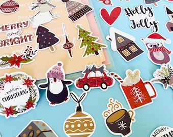 Cute Christmas Vinyl Stickers Pack Funny, Christmas Tree Stickers Set for Scrapbooks, Kindle, Water Bottles, Christmas Gifts Decor, Friends