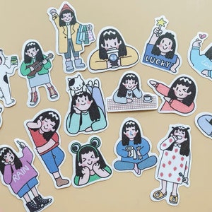 16 Stück süße Mode Mädchen Aufkleber kawaii Schulmädchen Lustige Sticker Set Papier Laptop Sticker Pack Schönes Journal Scrapbooking Aufkleber Plan