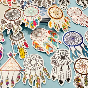 50 sztuk Boho Dream Catcher naklejki winylowe naklejki kolorowe na szczęście zestaw naklejek na laptopa, notatnik, planer, dziennik prezenty dla przyjaciół mamy