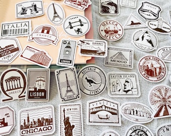 World Country Stickers, Travel Collectibles Stickers, National City Stickers, Europe Stickers, Vinyl Stickers for Planner, Journal, Gifts