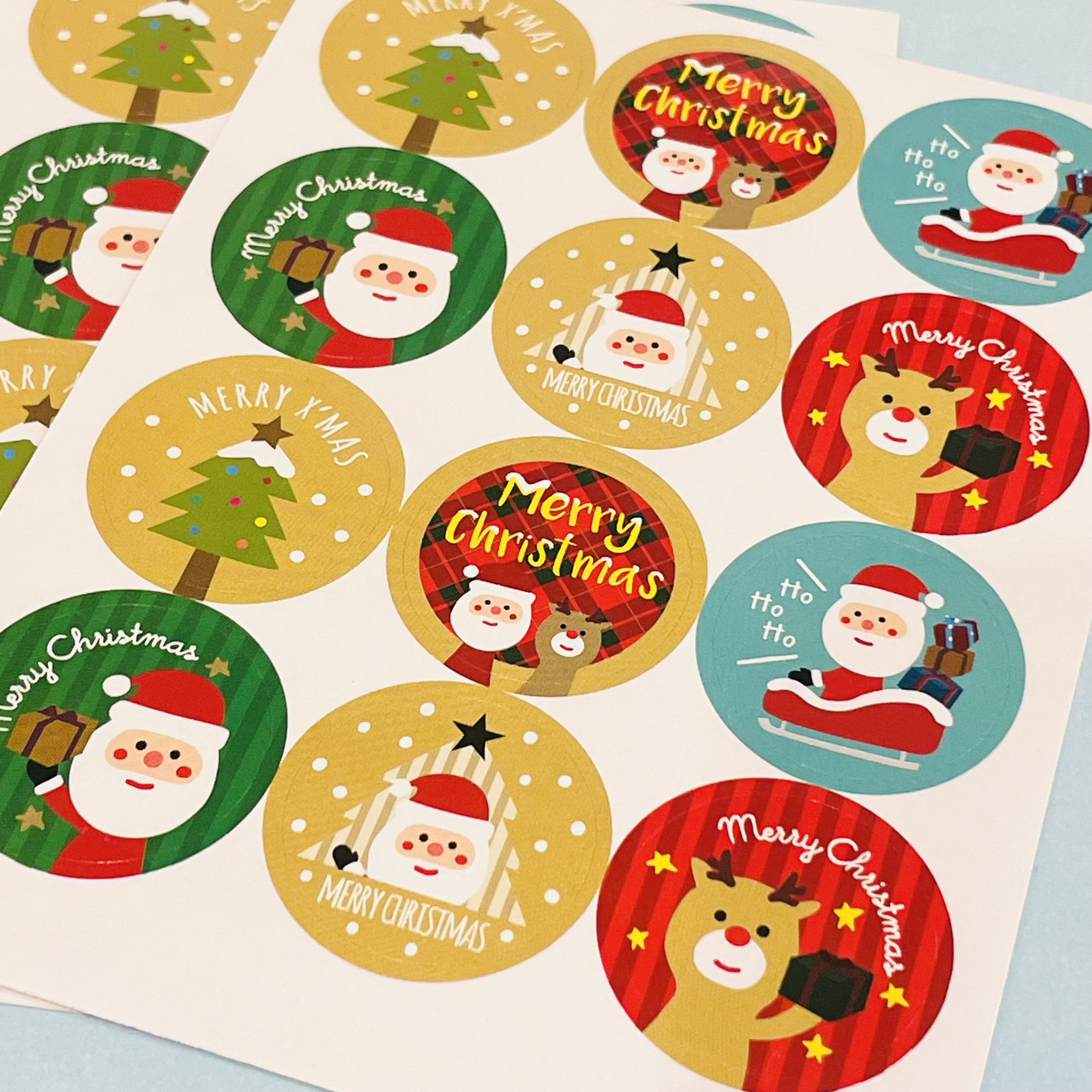 Foiled Merry Christmas Stickers, Peel Off Mirror Embellishment For Handmade Christmas Cards, Gifts And Stationery - 4 Colours - UK