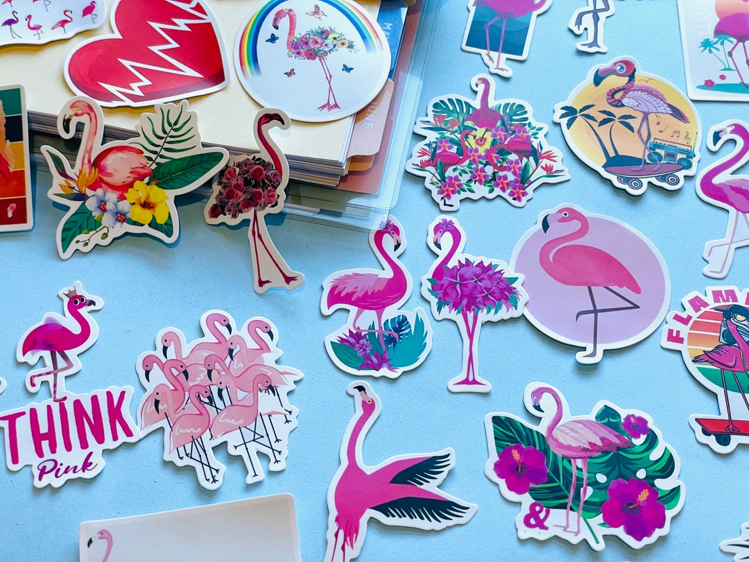 Pink Flamingo Sticker Set Tropical Animal Bujo Supplies Stickers Summer ...