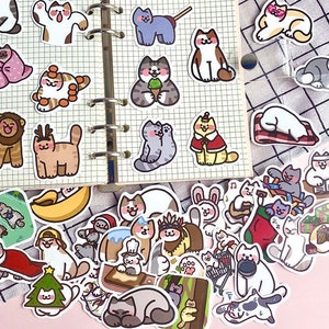 40pcs Cute cats stickers Set For Planner, Journal, Scrapbooking Lovely cat Sticker pack Animal Sticker Australian Cat Theme Sticker Lazy Cat