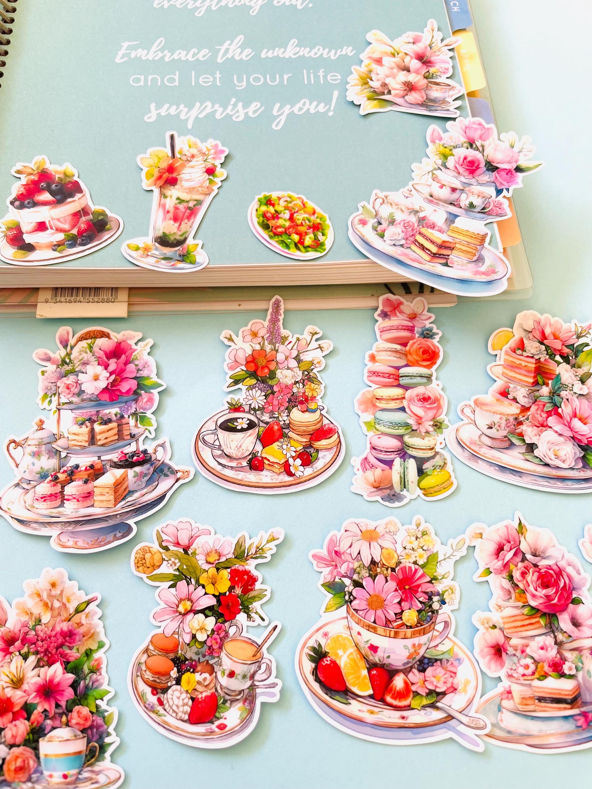 16pcs Cute Vinyl Vintage Afternoon Tea Cake Stickers Set Dessert ...