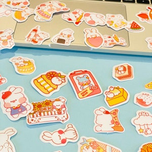 40 stücke Nette Kaninchen Aufkleber Set Für Planer, Journal, Scrapbooking Schöne Häschen Aufkleber Pack Tier Aufkleber Wasserdicht Telefon Aufkleber
