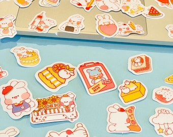 40pcs Cute Rabbit stickers Set For Planner, Journal, Scrapbooking Lovely Bunny Stickers pack Animal Stickers Waterproof Phone Sticker