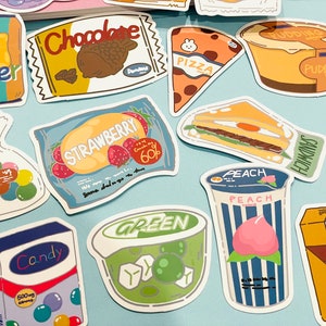 Japanese Kawaii Snack Stickers Pack Funny Asian Food Decal Vinyl Sticker Set Kiss Cut Stickers for Planners, Bullet Journals, Scrapbooking
