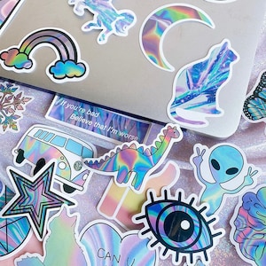 Aesthetic Laser Aliens Vinyl Decal Stickers Fun Musical Instruments, Tropical Fruit Stickers, Travel Waterproof Laptop luggage Stickers Pack