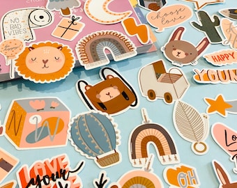 50pcs Cute Aesthetic sticker pack Boho Styles Rainbows Animals Flowers Laptop Water bottle Stickers Kids room decal Notebook Sticker planner