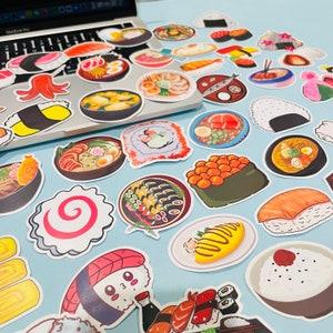 50pcs Cute Japanese Street food Sticker Japan Sushi Ramen Rice Stickers Pack Waterproof Paper Laptop desktopTags Scrapbooking Sticker Set