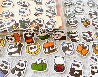 Kawaii Panda Stickers, Funny stickers Animals Theme Cute Aestheic Stickers Collection for Planner Lover Gift Idea for Journaling Stickers