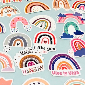 Boho Rainbow Cloud vinyl sticker, Cute sticker, Retro sticker set, Decal sticker, Stickers for laptop, Kindle, Phone, Planner, Book, Gift