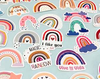 Boho Rainbow Cloud vinyl sticker, Pastel sticker, Retro sticker set, journaling sticker, Stickers for laptop, Kindle, Phone, Planner, Book