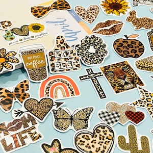 50stk Leopard print Aufkleber Boho Style Design Tier Sticker Pack Wasserflasche Laptop Handy Aufkleber Sticker Love Flower Ocean Sticker Set