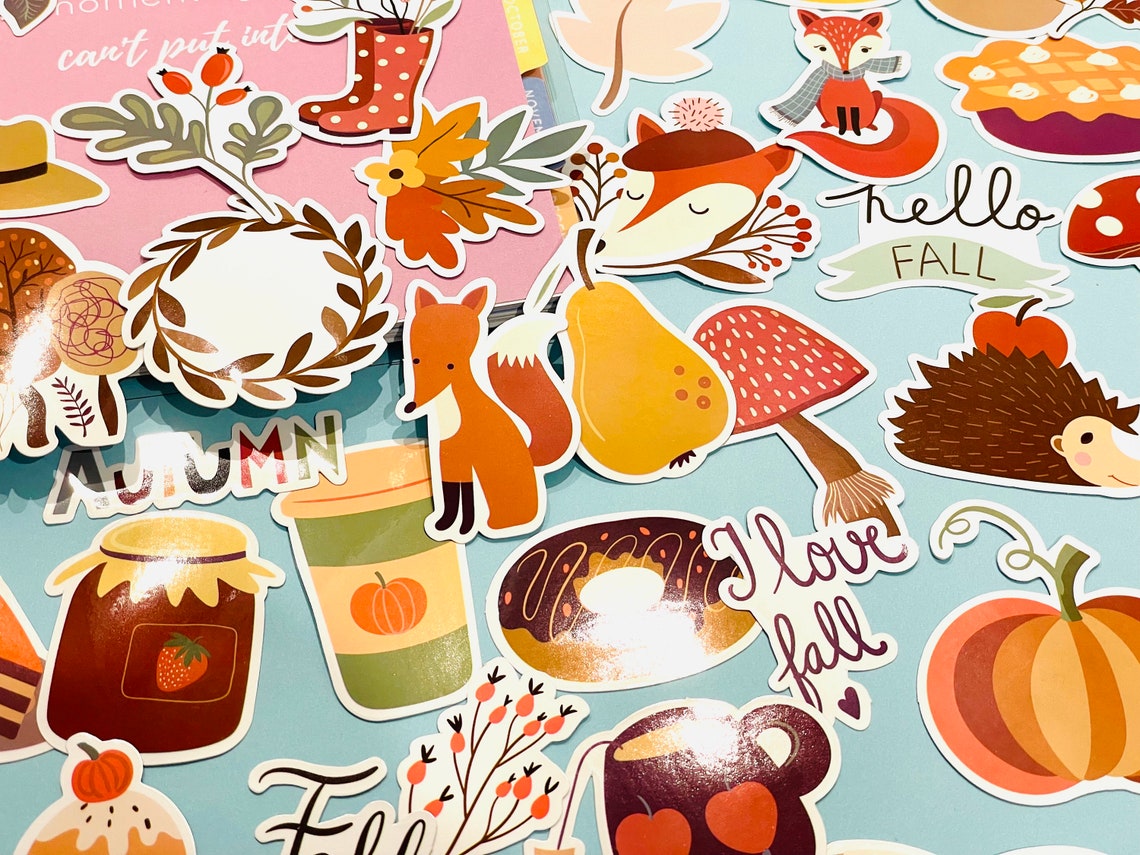 50pcs Cute Animal Vinyl Decal Stickers Fox Hedgehogs Woodland Sticker ...