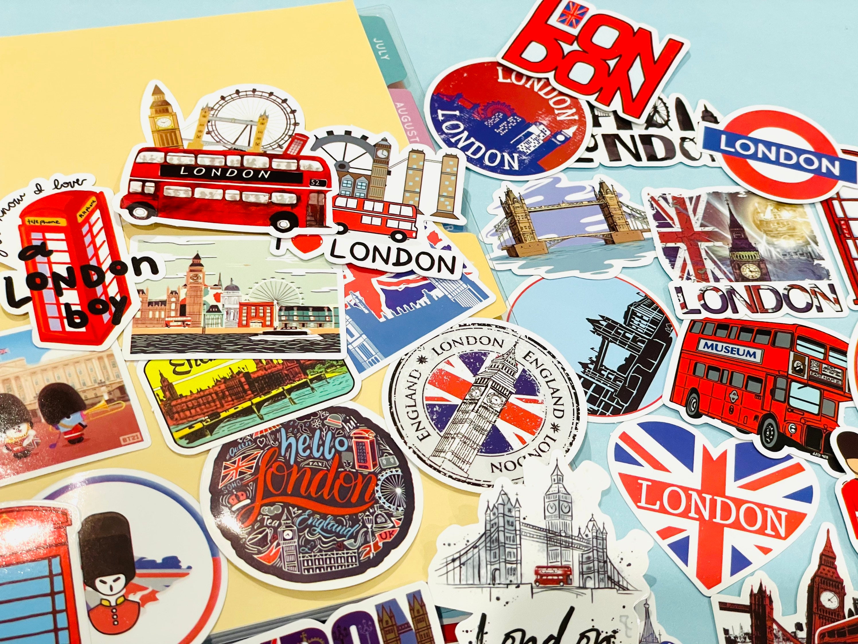 50pcs London Iconic Landmarks Places Sticker Pack British Elizabeth ...
