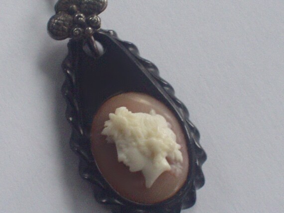 antique vintage whitby jet cameo bacchante maiden… - image 2