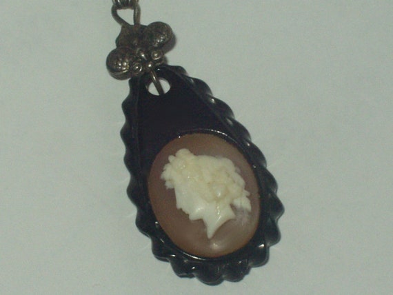 antique vintage whitby jet cameo bacchante maiden… - image 4