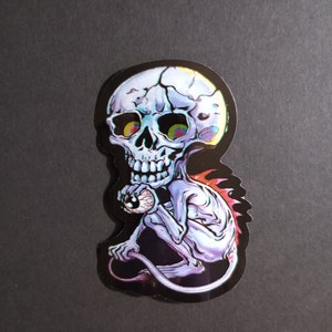 Vintage Skeleton Monster Horror Prism Vending Sticker VTG 02