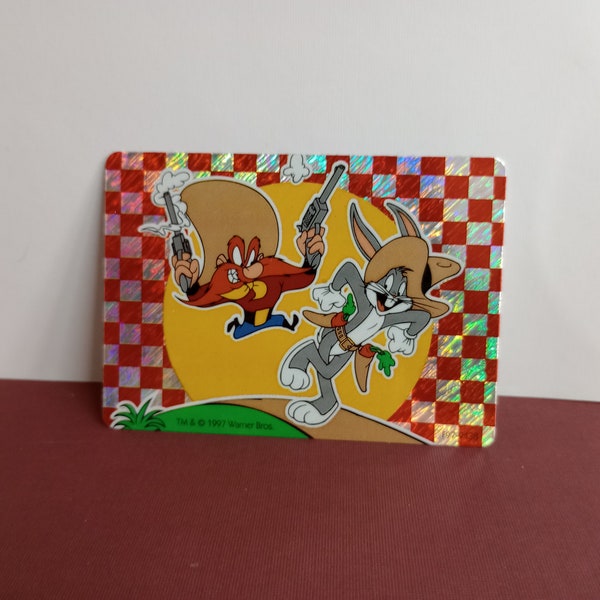 Vintage Looney Prism Sticker VTG 90s Yosemite Sam Bugs Bunny AUTHENTIC VINTAGE