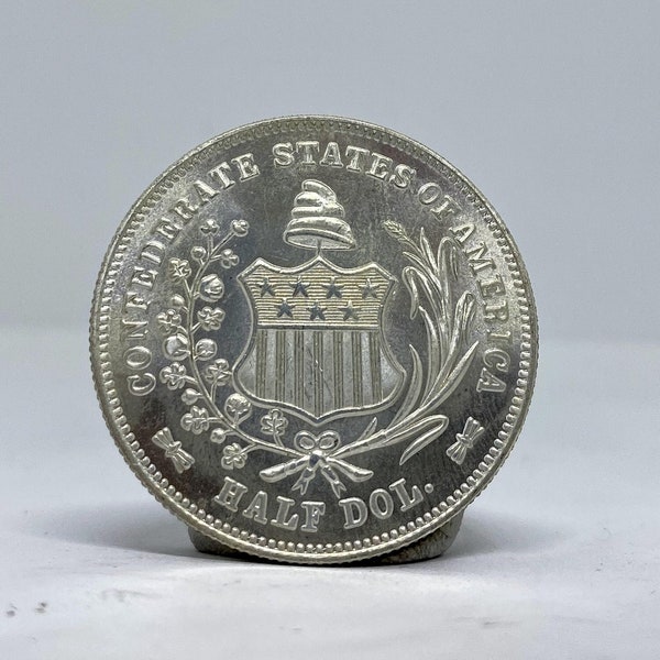 CSA United States of America Half Dollar silver plated Coin 1861, reproduction replica, not magnetic