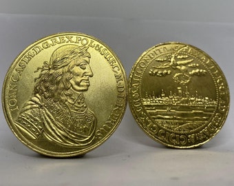 Gold plated coin Poland 6 Ducat 1660 "Danzig" (Donative) Polish Empire replica 1pcs ultra rare coin