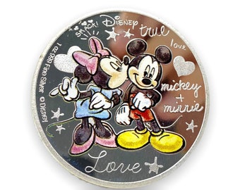 Collezione di monete Disney placcate in argento Topolino, oggetto da collezione Minnie Mouse