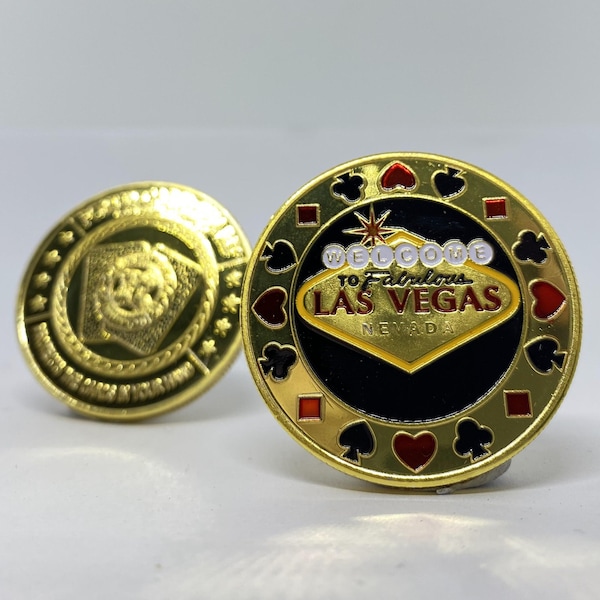 Gold Lucky Coin, Poker vergoldete Münze 1 Stück Casino Las Vegas Nevada Token