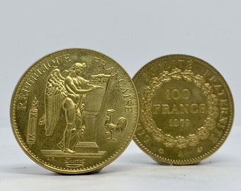 Pièce en or 100 francs 1909, France Troisième République Souverain pièce en plaqué or RÉPLIQUE 1 pcs Empire français