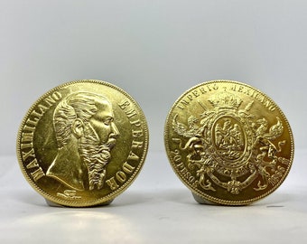 Mexico 20 Pesos coin 1866 Maximiliano I gold plated coin REPLICA 1pcs Mexican mint