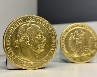Franz Joseph I  Hungary 100 Korona gold plated coin 1907 REPLICA 1pcs golden Austro-Hungarian empire