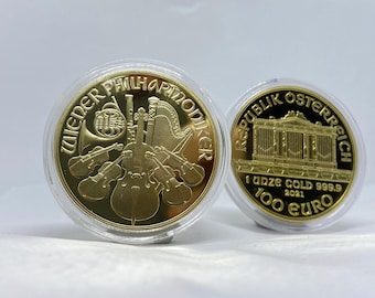 vergoldete Münze Wiener Philharmoniker Bullion Münze REPLIKA 1stk