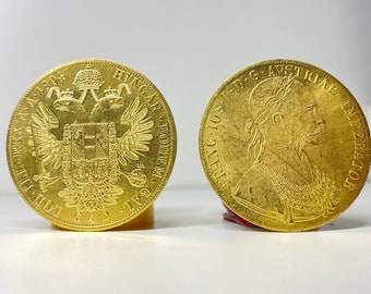 Moneda chapada en oro de 4 ducados austriacos de Franz Joseph I, réplica de 1 Uds. De moneda dorada del imperio austriaco