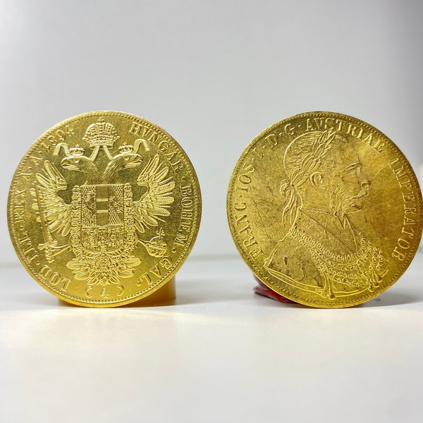 Moneda chapada en oro de 4 ducados austriacos de Franz Joseph I, réplica de 1 Uds. De moneda dorada del imperio austriaco