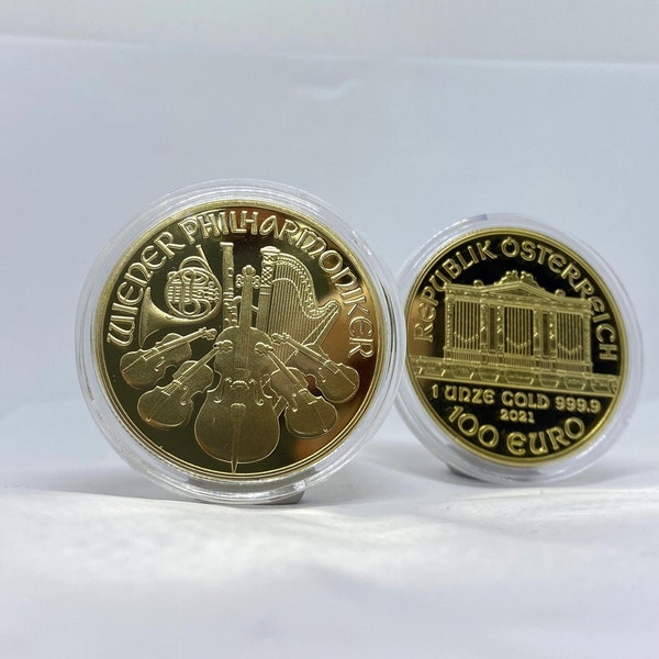 vergoldete Münze Wiener Philharmoniker Bullion Münze REPLIKA 1stk