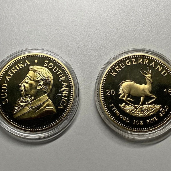 Gold plated coin Krugerrand 1oz coin REPLICA 1pcs South African Mint and Rand Refinery