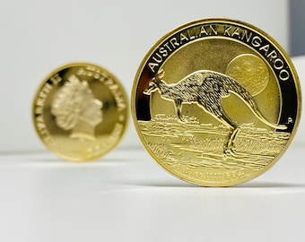 Australian Kangaroo 2015 1 Unze vergoldete Proof High Relief 100 Dollar Münze REPLIKA, Australien Proof 24k