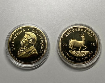 Vergoldete Münze Krügerrand 1 Unze Münze 2016 REPLIKA 1 Stück Südafrikanische Minze und Rand Raffinerie