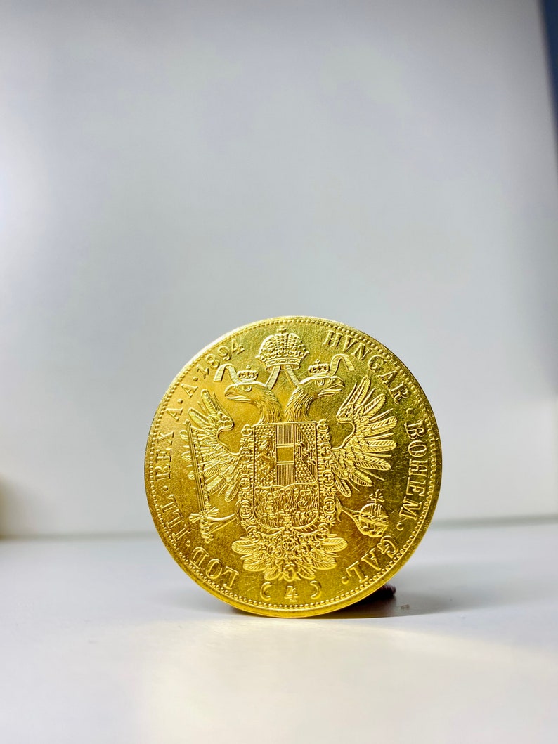 Franz Joseph I Austrian 4 Ducat gold plated coin REPLICA 1pcs golden austrian empire coin image 3