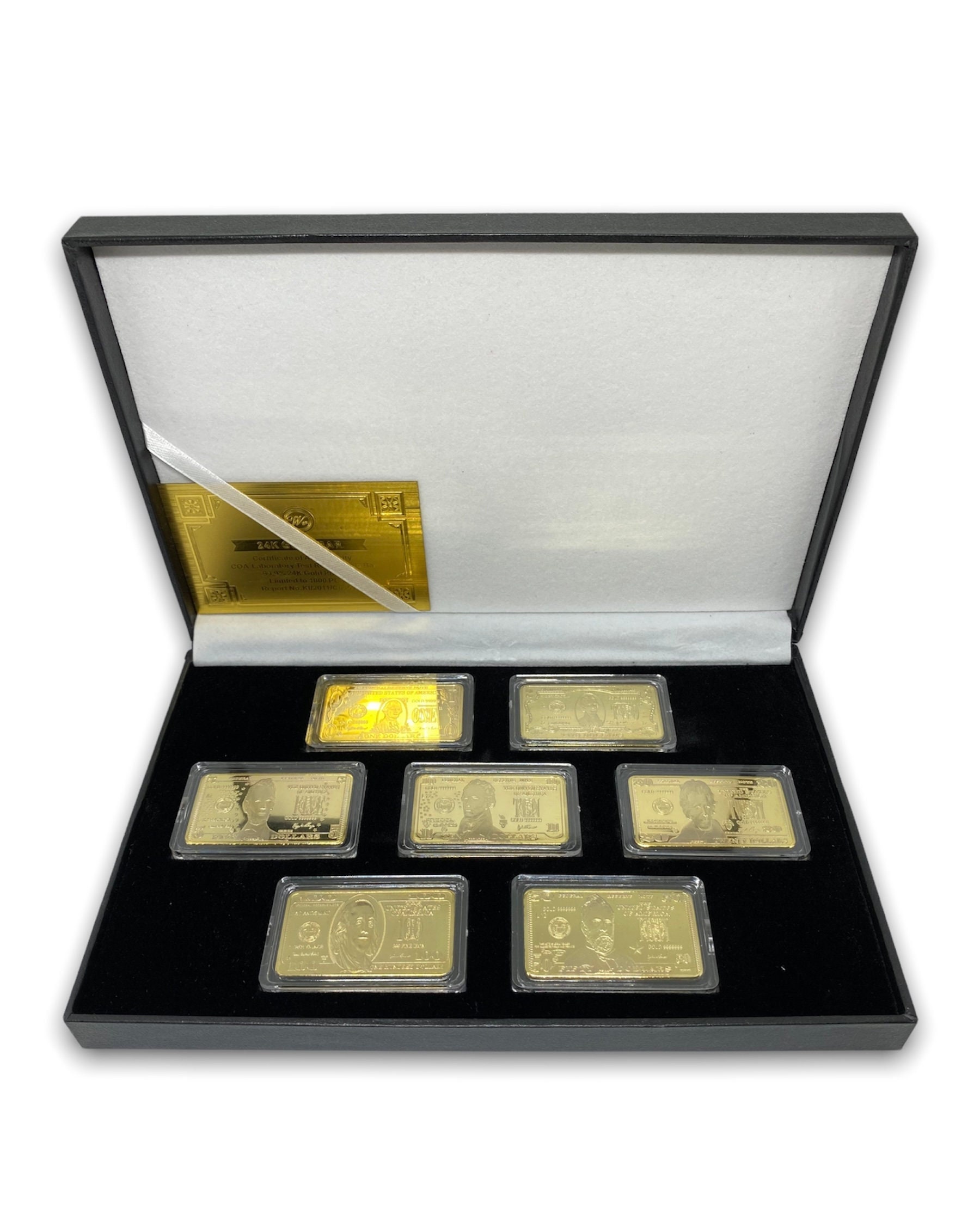 3 pcs The USD 5 100 500 United States dollars ingot 24k real gold