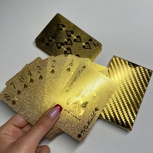 Gold playing cards, 24k golden plastic waterproof cards, magic cards