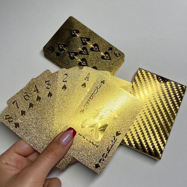 Gold playing cards, 24k golden plastic waterproof cards, magic cards