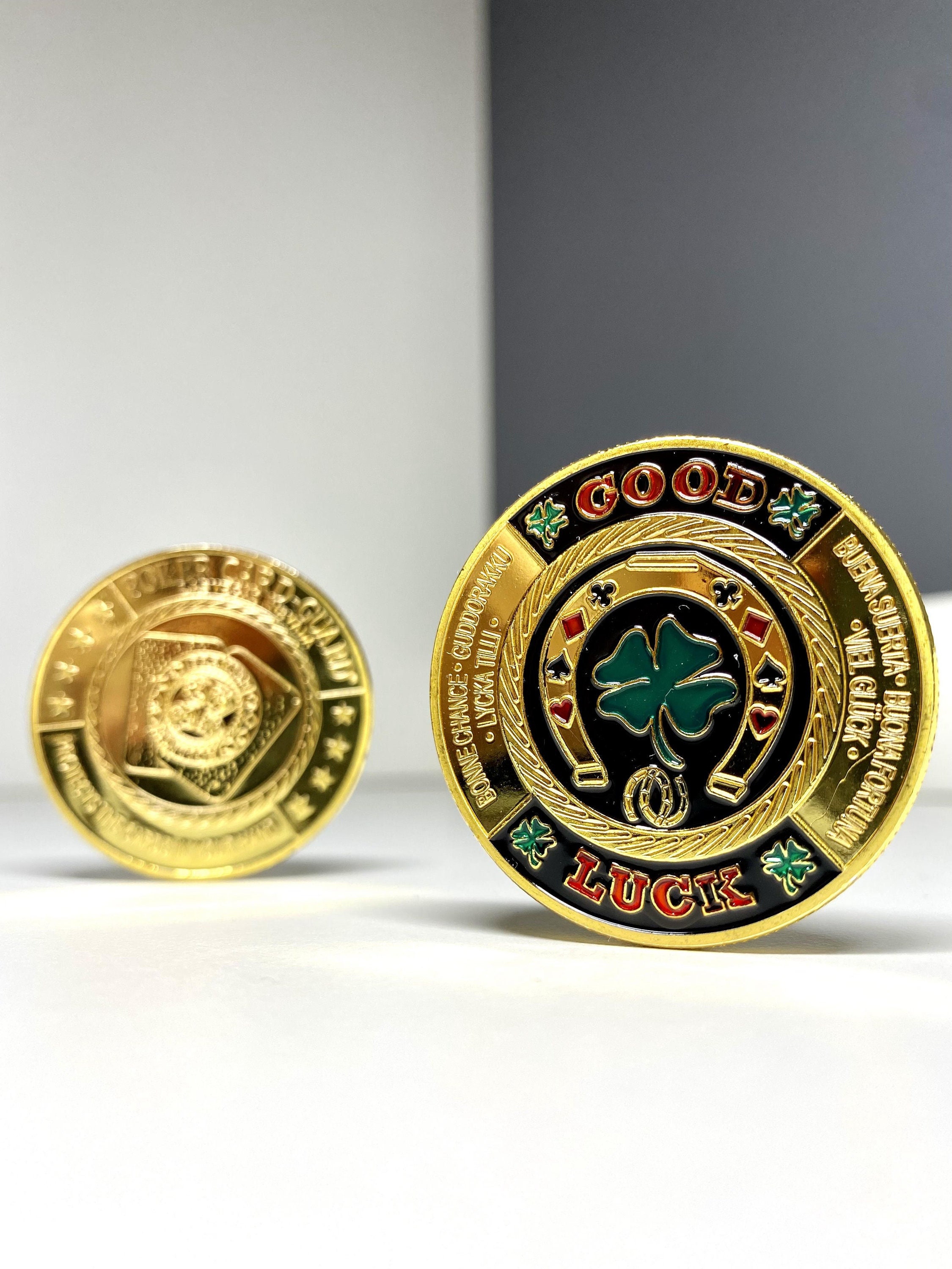  Poker Card Guard Coin Collectibles Table Games Poker Good Luck  Las Vegas Metal Souvenir Coin Guard Protector Golden Coin Chip Poker Card  Collectible Medal Commemorative Coins : Toys & Games