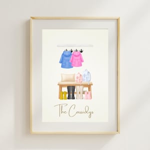 Hallway print/ New Home Gift/ New House/ Personalised Family Print/ Wellies/ Digital Download