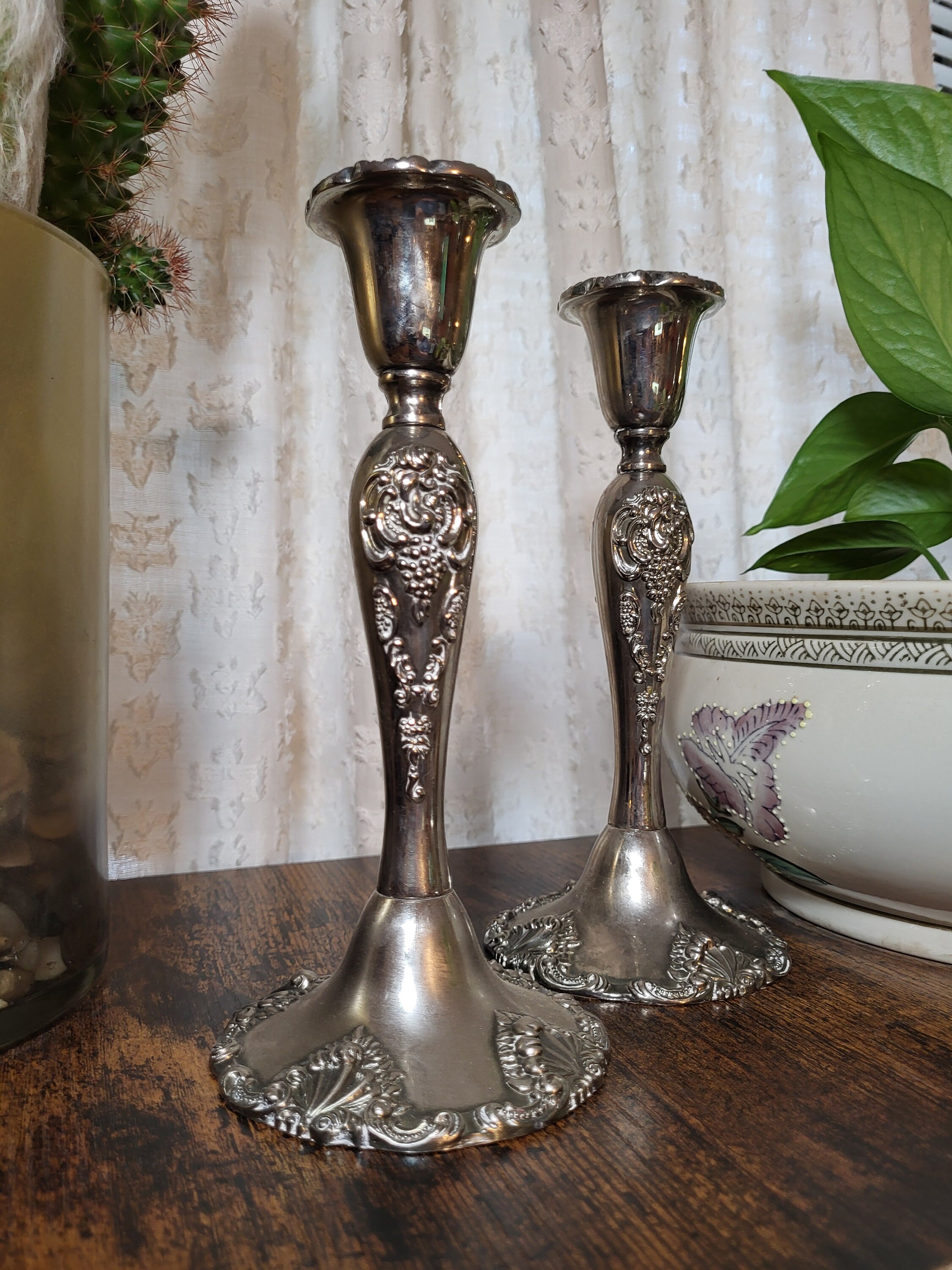 Vintage Godinger Silver Candlestick Holders: Baroque Style, Weighted